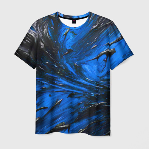 Мужская футболка 3D Чёрная и синяя субстанция, цвет 3D печать