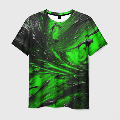 Мужская футболка 3D Чёрная и зелёная субстанция, цвет 3D печать