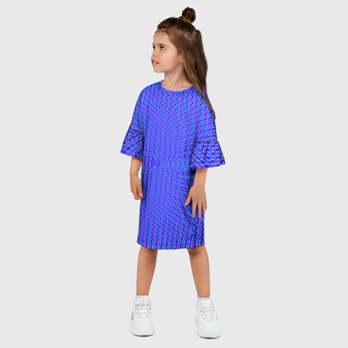 Детское платье 3D с принтом Волнистый неоновый с эффектом, фото на моделе #1