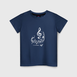 Детская футболка хлопок Музыкальные ноты на нотном стане