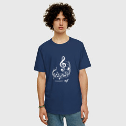 Мужская футболка хлопок Oversize Музыкальные ноты на нотном стане - фото 2