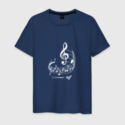 Мужская футболка хлопок Музыкальные ноты на нотном стане