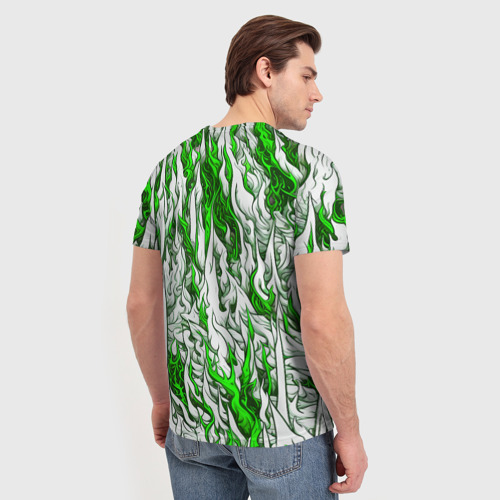 Мужская футболка 3D Белый и зелёный узор, цвет 3D печать - фото 4