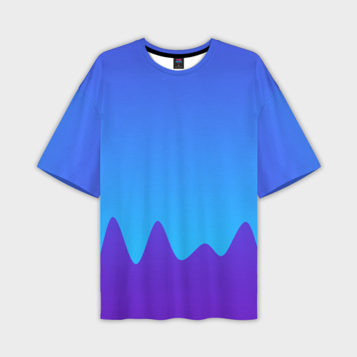 Мужская футболка oversize 3D Голубой градиент с абстрактной волной, цвет 3D печать