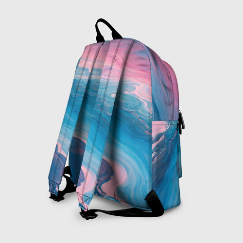 Рюкзак 3D с принтом Смешение розовой и голубой воды, вид сзади #1