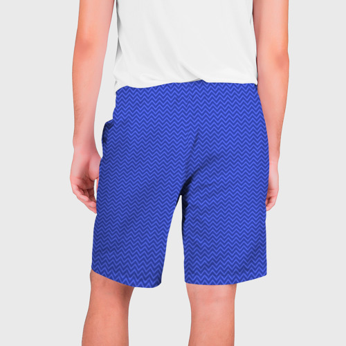 Мужские шорты 3D с принтом Зигзаг синий и голубой, вид сзади #1