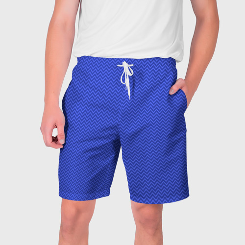 Мужские шорты 3D с принтом Зигзаг синий и голубой, вид спереди #2