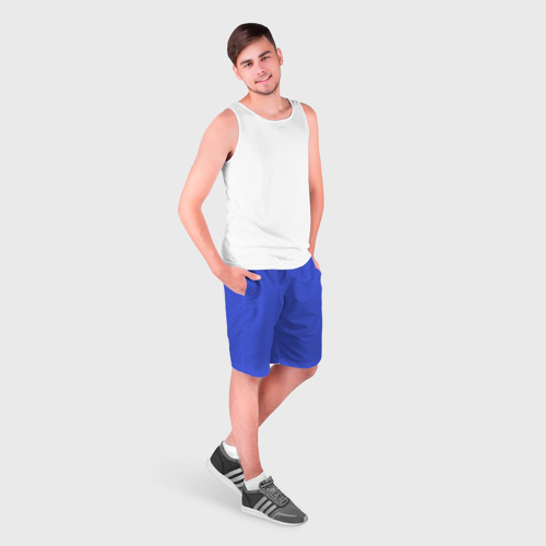 Мужские шорты 3D с принтом Зигзаг синий и голубой, фото на моделе #1