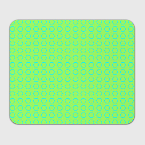 Прямоугольный коврик для мышки Неоновый салатовый с шестигранниками циан