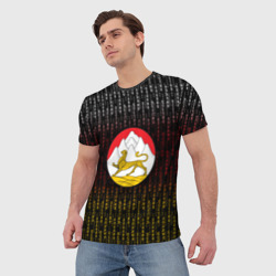 Мужская футболка 3D Герб Осетии на фоне надписей - фото 2