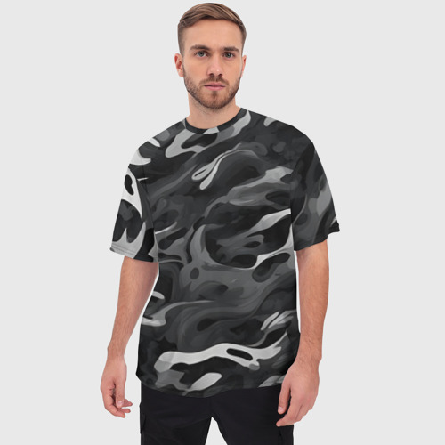 Мужская футболка oversize 3D Неукротимый графит, цвет 3D печать - фото 3