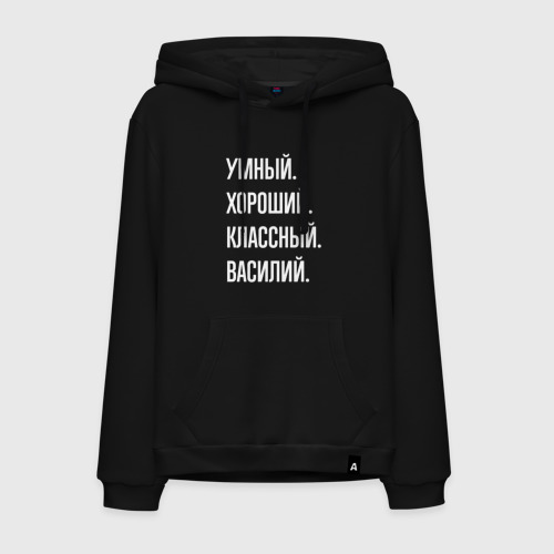 Мужская толстовка хлопок Умный хороший классный Василий, цвет черный