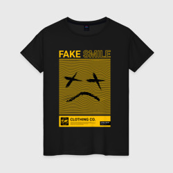 Fake smile streetwear – Женская футболка хлопок с принтом купить со скидкой в -20%