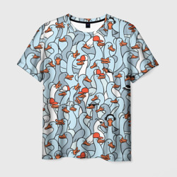 Стадо гусей серо-голубых – Мужская футболка 3D с принтом купить со скидкой в -26%
