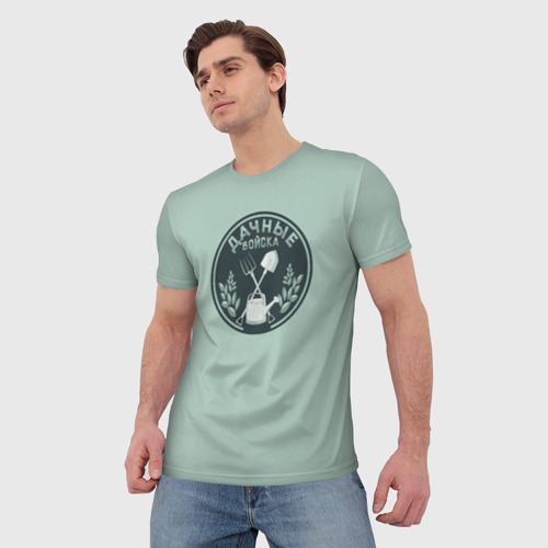 Мужская футболка 3D Дачные войска значок, цвет 3D печать - фото 3