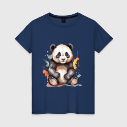 Панда в кляксах – Женская футболка хлопок с принтом купить со скидкой в -20%