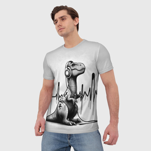 Мужская футболка 3D Симпатичный меломан, цвет 3D печать - фото 3