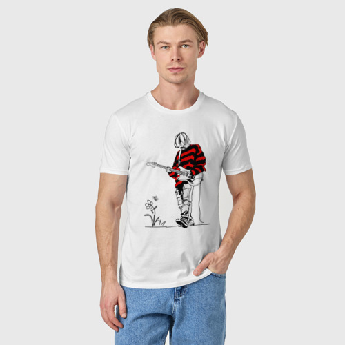 Мужская футболка хлопок Курт Кобейн Нирвана свитер, цвет белый - фото 3