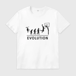 Мужская футболка хлопок Эволюция баскетболиста, баскетбол