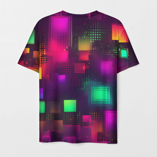 Мужская футболка 3D Разноцветные квадраты и точки, цвет 3D печать - фото 2