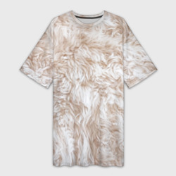 Текстура белого меха – Платье-футболка 3D с принтом купить