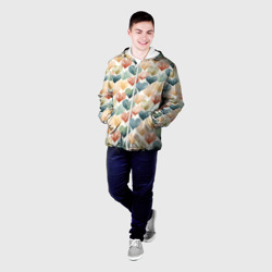Мужская куртка 3D Разноцветные нарисованные сердечки - фото 2