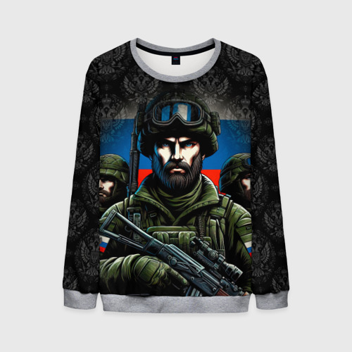 Мужской свитшот 3D Русский   солдат, цвет меланж