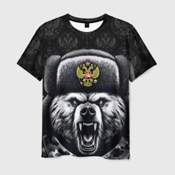 Мужская футболка 3D Русский    медведь