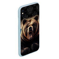 Чехол для iPhone XS Max матовый Агрессивный медведь России патриот - фото 2