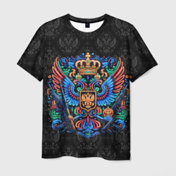 Герб России  неоновый стиль – Мужская футболка 3D с принтом купить со скидкой в -26%