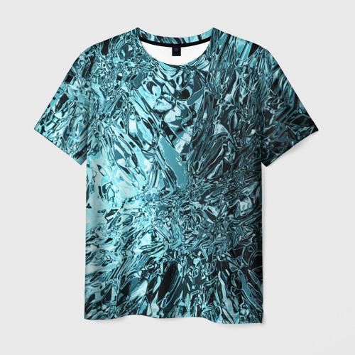 Мужская футболка 3D Эффект жидкого стекла бирюзовый, цвет 3D печать