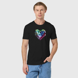 Мужская футболка хлопок Геометрическое полигональное сердце - фото 2