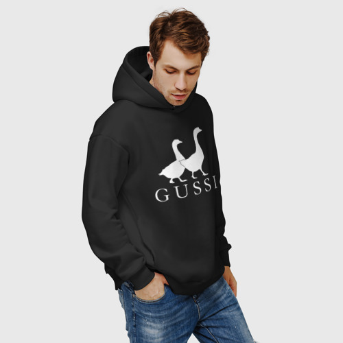 Мужское худи Oversize хлопок Gussi goose, цвет черный - фото 7