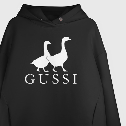 Женское худи Oversize хлопок Gussi goose, цвет черный - фото 3