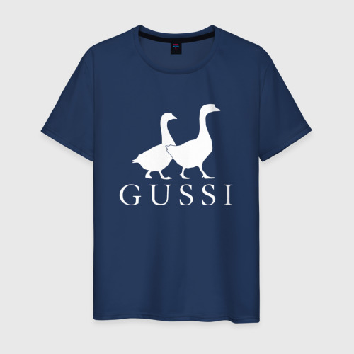 Мужская футболка из хлопка с принтом Gussi goose, вид спереди №1