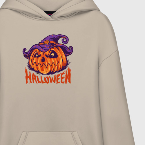 Худи SuperOversize хлопок Halloween праздник, цвет миндальный - фото 3