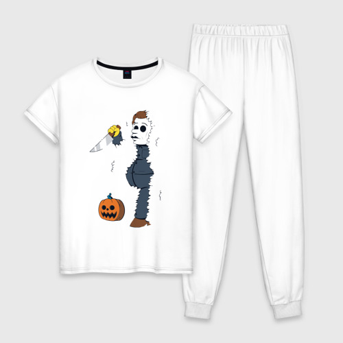 Женская пижама хлопок Halloween killer, цвет белый