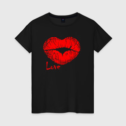 Lips love – Женская футболка хлопок с принтом купить со скидкой в -20%