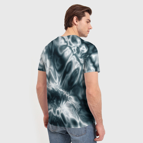 Мужская футболка 3D  Абстракция шёлк серо-бирюзовый, цвет 3D печать - фото 4