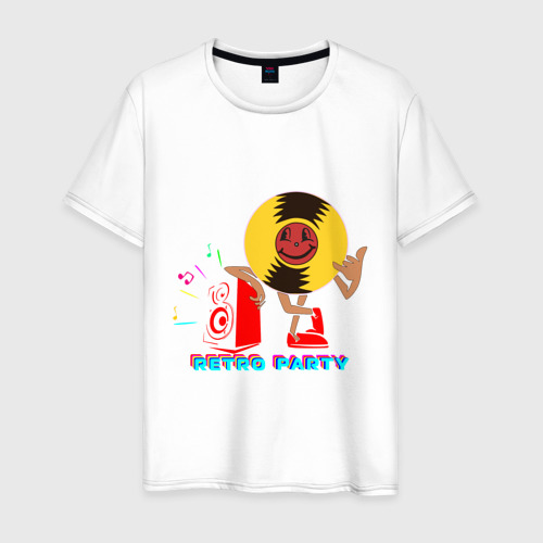 Мужская футболка хлопок с принтом Ретро вечеринка, вид спереди #2
