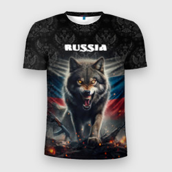 Мужская футболка 3D Slim Russian wolf