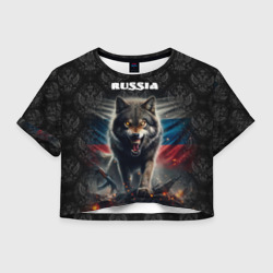 Женская футболка Crop-top 3D Russian wolf