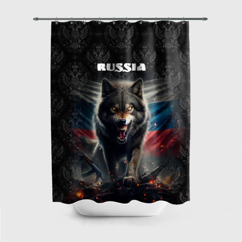 Штора 3D для ванной Russian wolf