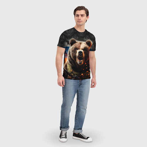 Мужская футболка 3D Медведь русский солдат, цвет 3D печать - фото 5