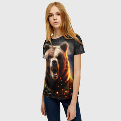 Женская футболка 3D Медведь русский солдат - фото 2
