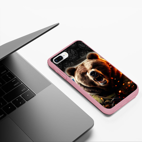 Чехол для iPhone 7Plus/8 Plus матовый Медведь русский солдат, цвет баблгам - фото 5