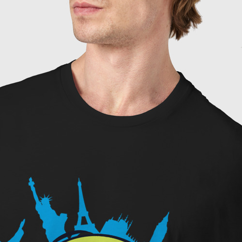 Мужская футболка хлопок Around the world, цвет черный - фото 6