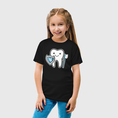 Детская футболка хлопок Зубик, цвет черный - фото 5