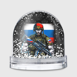 Игрушка Снежный шар Русский солдат на фоне  флага