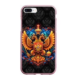Чехол для iPhone 7Plus/8 Plus матовый Золотой  яркий герб России